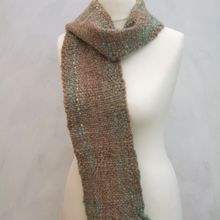 Brown & Turquoise Hand-spun Scarf