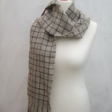 Grey Checked Wool Scarf