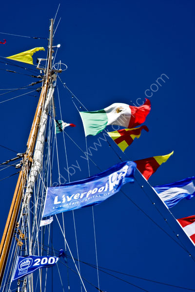 Mast of tall ship from Liverpoll 2008Featuring Liverpool 08 logo