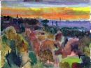 Dulwich view to London watercolour 18x13cm