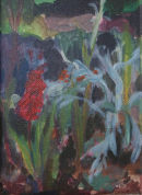 Gladioli<br>
acrylic on canvas 17x12cm