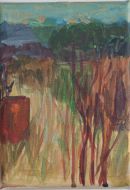 rusty bin acrylic on canvas 18x13cm