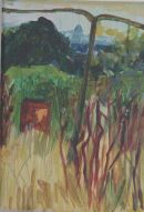 Rusty bin and St. Pauls acylic on canvas 18x13cm SOLD