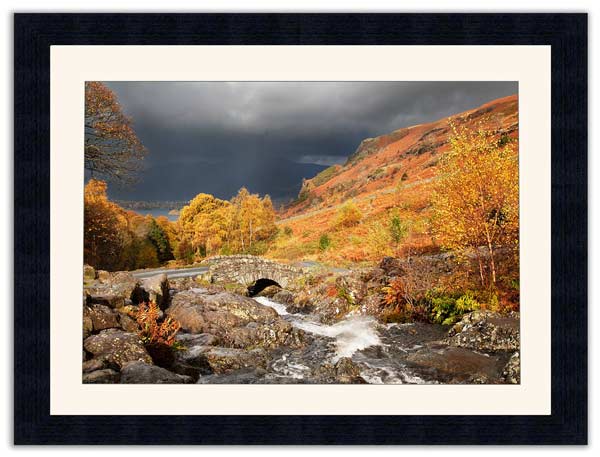 Ashness Bridge in Autumn 1, including classic black frame & mount