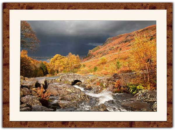 Ashness Bridge in Autumn 1, including distressed boxwood frame & mount