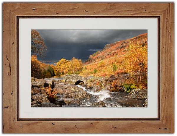 Ashness Bridge in Autumn distressed knotty frame