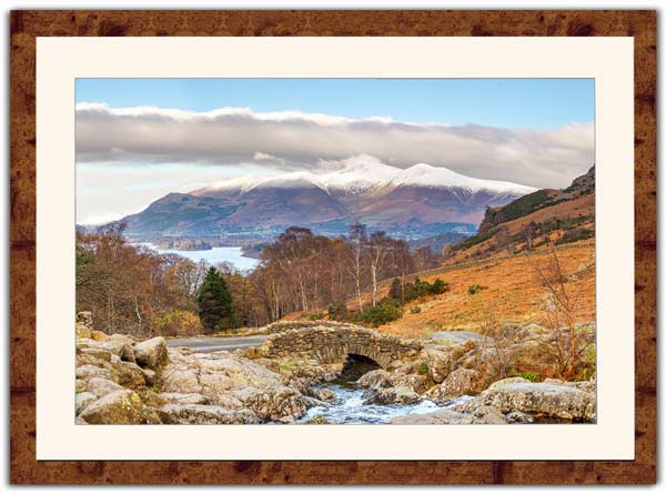 Ashness Bridge in Winter in distressed boxwood laminate frame