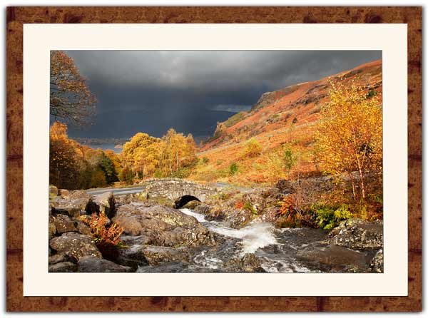 Ashness Bridge in Autumn distressed laminate