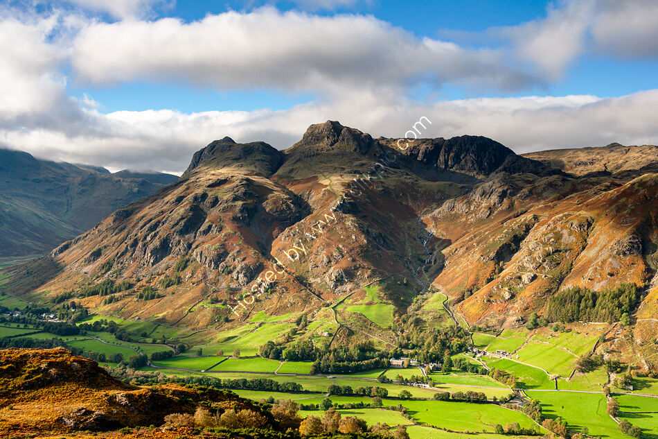 Langdale Pikes from Lingmoor Fell.