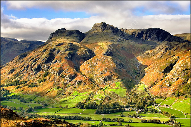 Langdale Pikes from Lingmoor Fell.