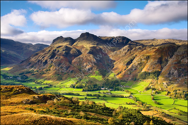 Langdale Pikes from Lingmoor Fell.