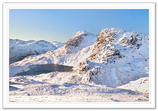 Pavey Ark and Stickle Tarn in winter
