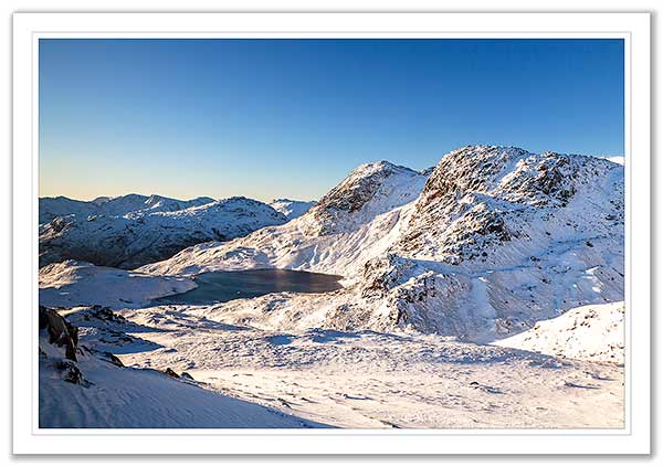 Pavey Ark and Stickle Tarn in winter