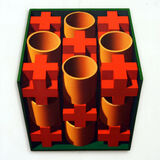 Red Crosses, Acrylic Canvas Board, 82 x 92cm