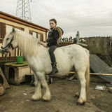 Alesha on pony, halting site, Dublin, Ireland 2018