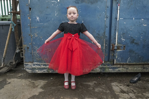 Alesha's Red Dress on New Year's Day, roadside campsite, Tipperary, Ireland 2019