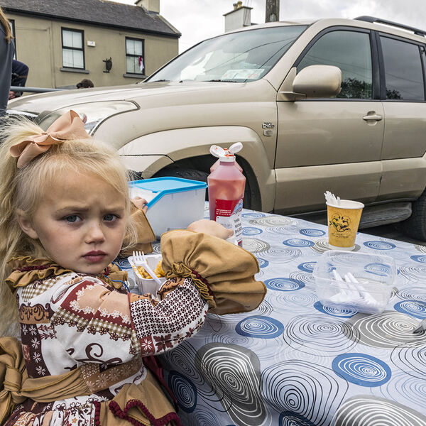 Ann Eating Chips at Ballinasloe Fair, Galway, Ireland 2018