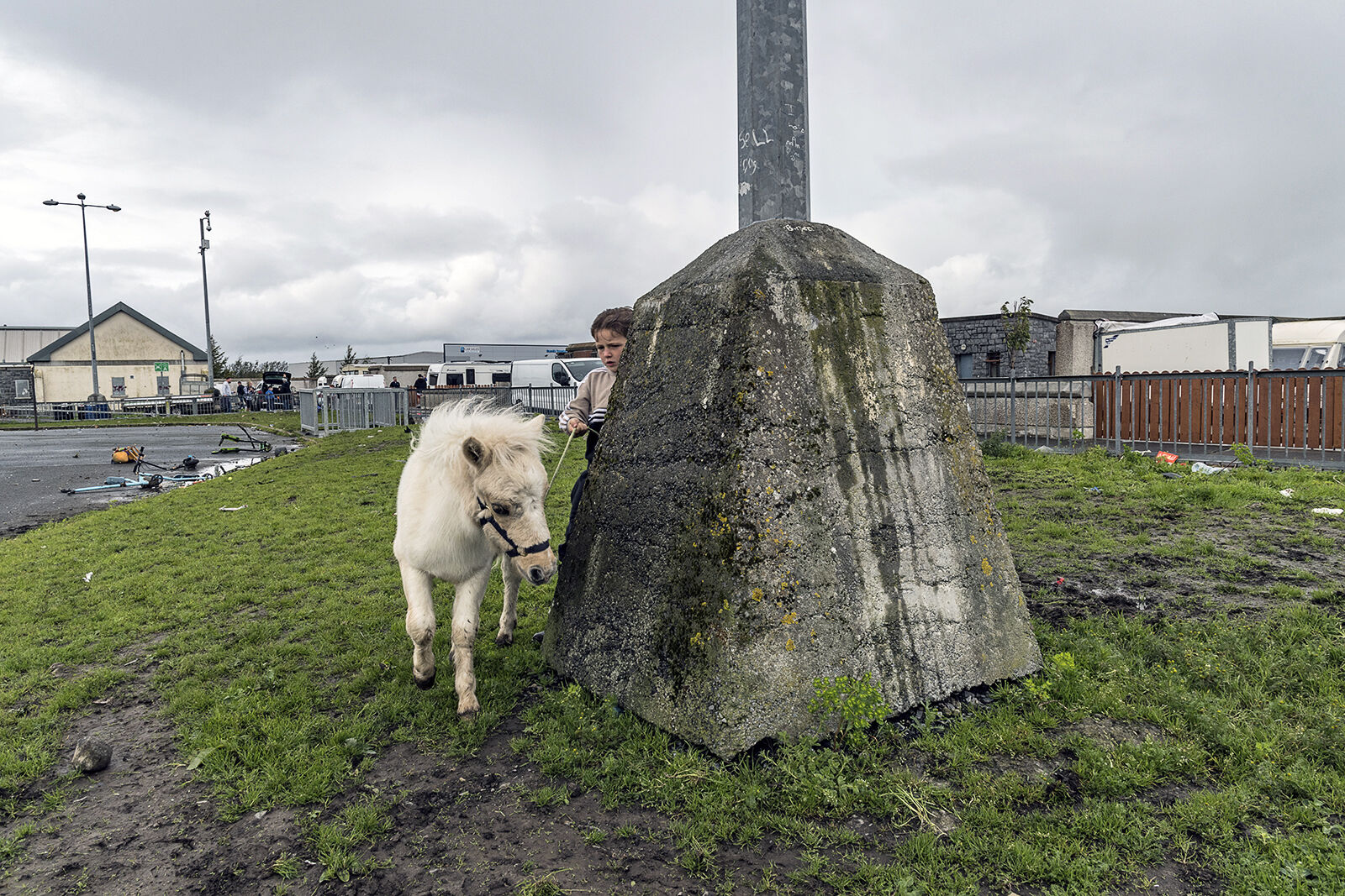 Boy and Pony around Lamp Post, Galway, Ireland 2019