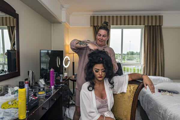 Delillah Getting Her Hair Done Before Her Wedding, Dublin, Ireland 2020
