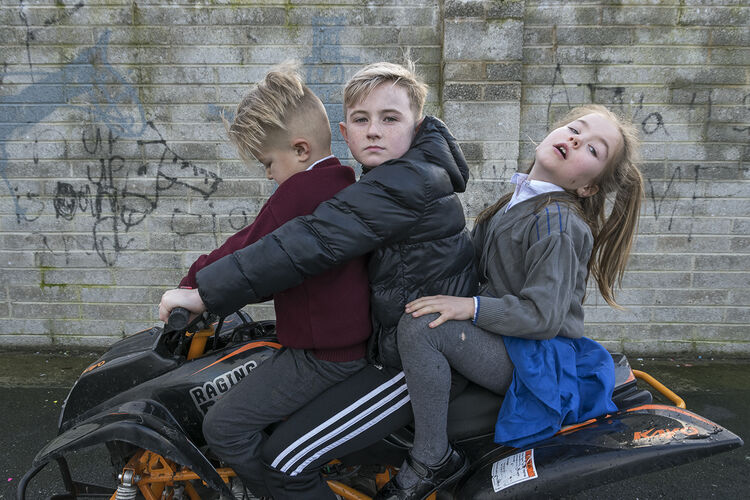 Faulkner Siblings on quad, hating site, Limerick, Ireland 2019