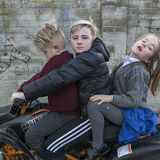 Faulkner Siblings on quad, hating site, Limerick, Ireland 2019