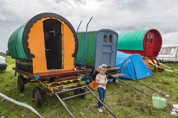 Girl and Three Caravans, Appleby, UK 2018