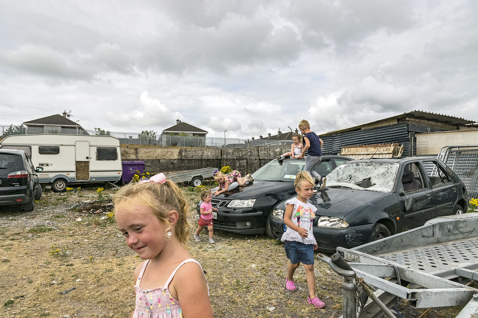 Children Playing in Scrap Yard, Cork, Ireland 2018