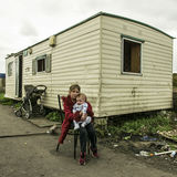 Mary and her baby brother, roadside campsite, Tipperary, Ireland 2018