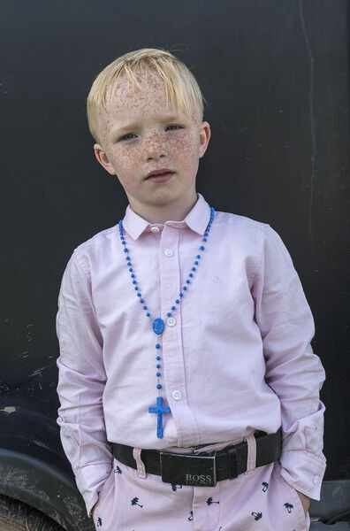Mick with Blue Rosary. Appleby Horse Fair, UK 2018