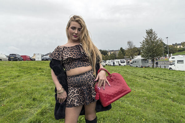 Girl with Leopard Print Outifit, Ballinasloe Horse Fair, Galway, Ireland 2019
