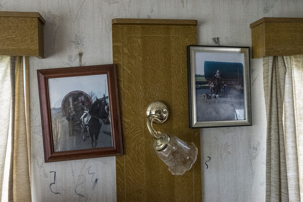 Old Photographs and Lamp, Johnny Reilly Family's Caravan, Tipperary, Ireland 2019