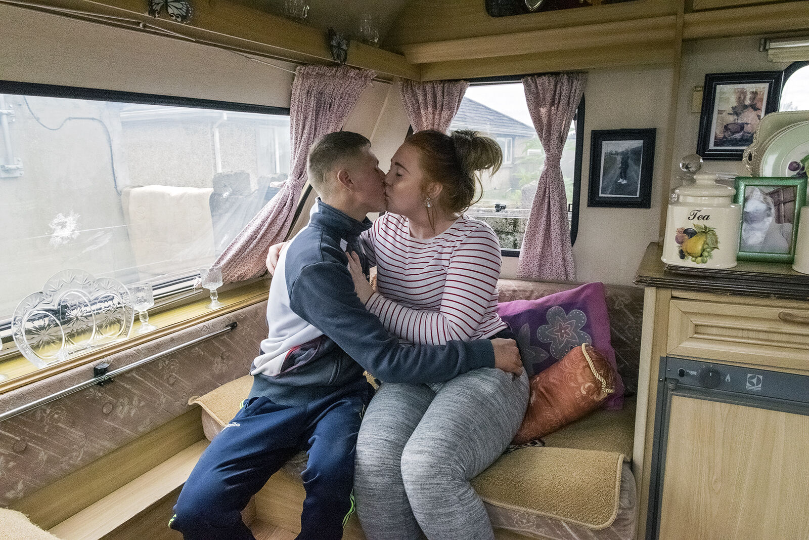 William and Pricilla Kissing in their Caravan, Tipperary, Ireland 2018