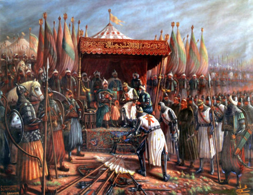Guy de Lusignan surrenders to Saladin