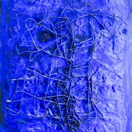 Indigo with wire 60 x 85 cm