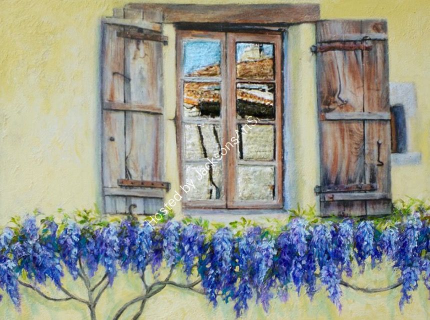 Bellac; window with wisteria
