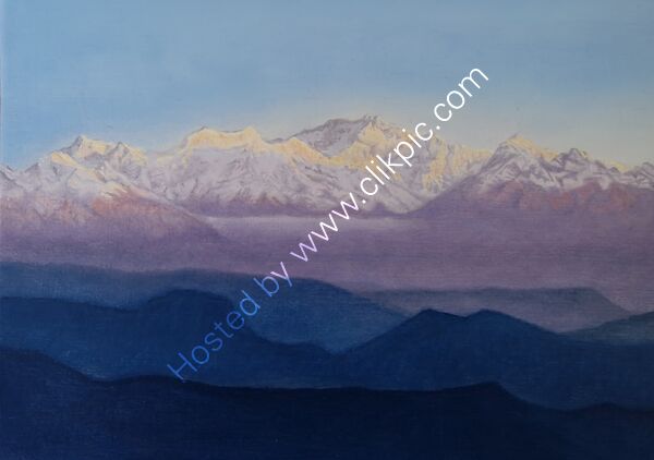 Kanchenjunga oil canvas observation hill Darjeeling