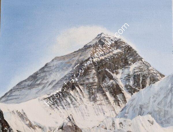Everest Gokyo Ri miniature oil Nepal painting