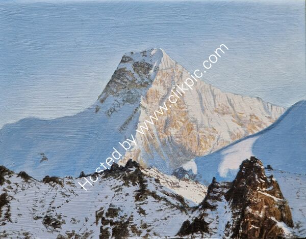 Jannu miniature painting oil Nepal Sikkim India Singalia ridge