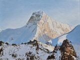 Miniature original Kanchenjunga India oil painting Jannu east Sikkim Nepal Singalia ridge