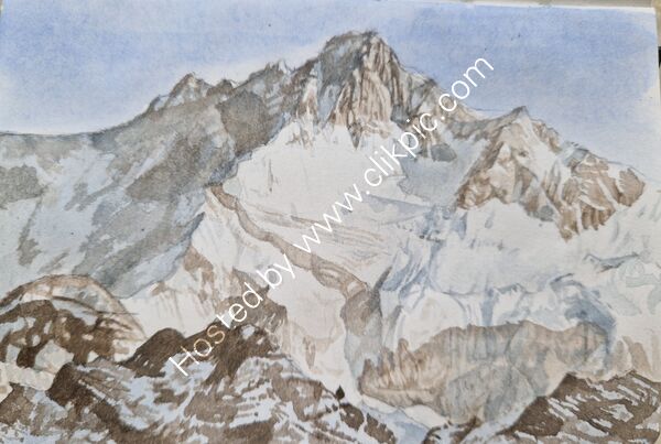 Kanchenjunga Sikkim Dzobgri morning light watercolour
