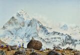 Ama Dablam memorial oil miniature painting sagarmatha Chukpi Lhara Everest Thukla pass