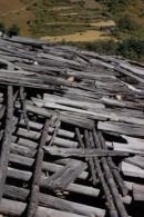 Wooden roof in need of repair, Manaslu