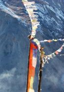 Wind horse (prayer flags) at Samdo, Manaslu.