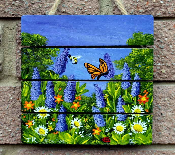 Commission: Lavender with Bee and Butterfly: SOLD