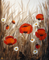 Poppies & Daisies in Cornfield - SOLD