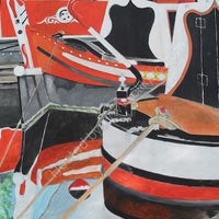 narrowboats, oil painting, Little Venice.