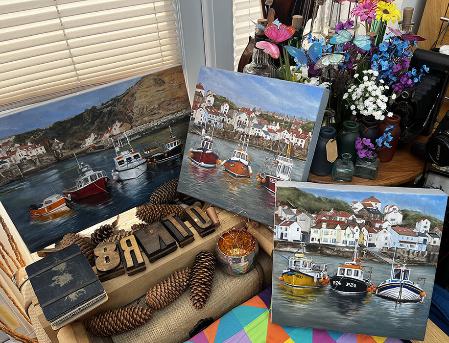 oil paintings Staithes Boats julie Macbean artist