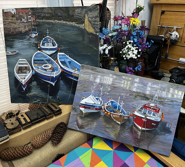 oil paintings Staithes Boats julie Macbean artist