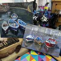 oil paintings Staithes Boats julie Macbean artist