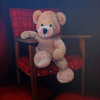 still life painting, friends soft toys Julie Macbean